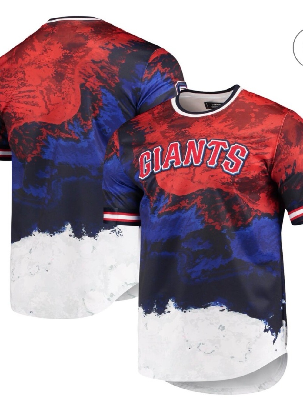 SF Giants Red/Royal Red White And Blue Dip Dye T-Shirt. NWT